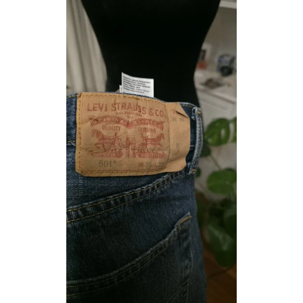 Levis 511 Jeans Mens 36x30 Blue Denim Slim Fit Zipper Medium Wash Grunge Skater
